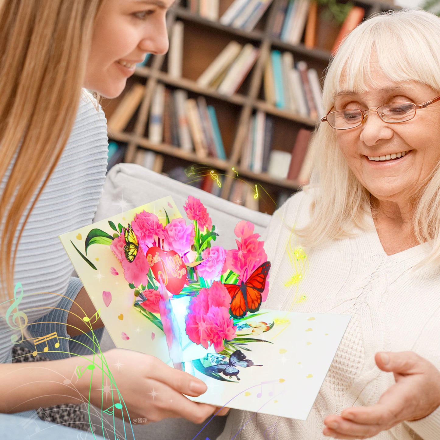 3D Pop-Up Mother's Day Card with Lights & Music - Gift for Mom/Wife