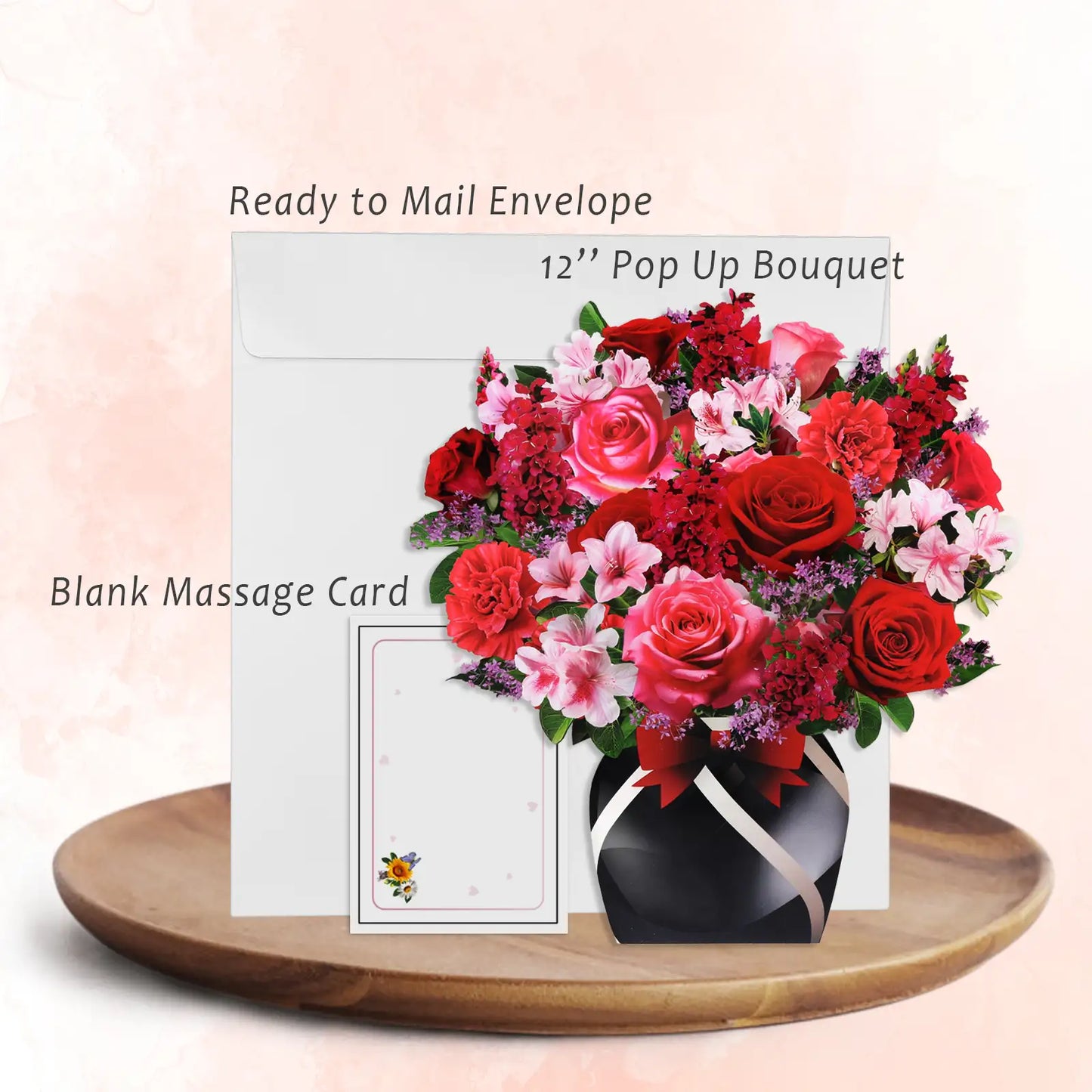 Blooming Roses 3D Pop-Up Card - Paper Flower Bouquet for Anniversary/Valentine’s