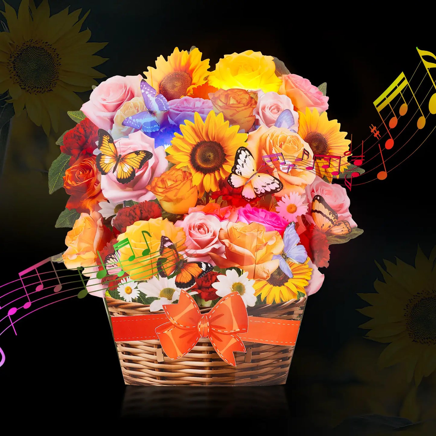 Forever Sunflower 3D Pop-Up Card with Light & Music - Birthday/Get Well Gifts